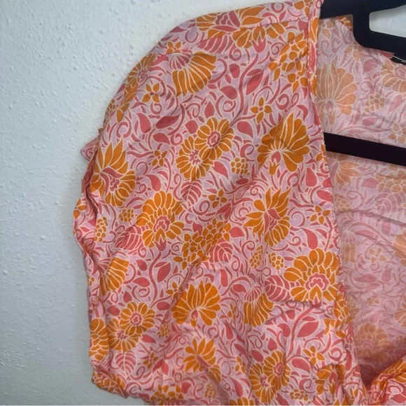 Zara Orange & Pink Printed Oversized Crop Top Size Large - Picture 4 of 15